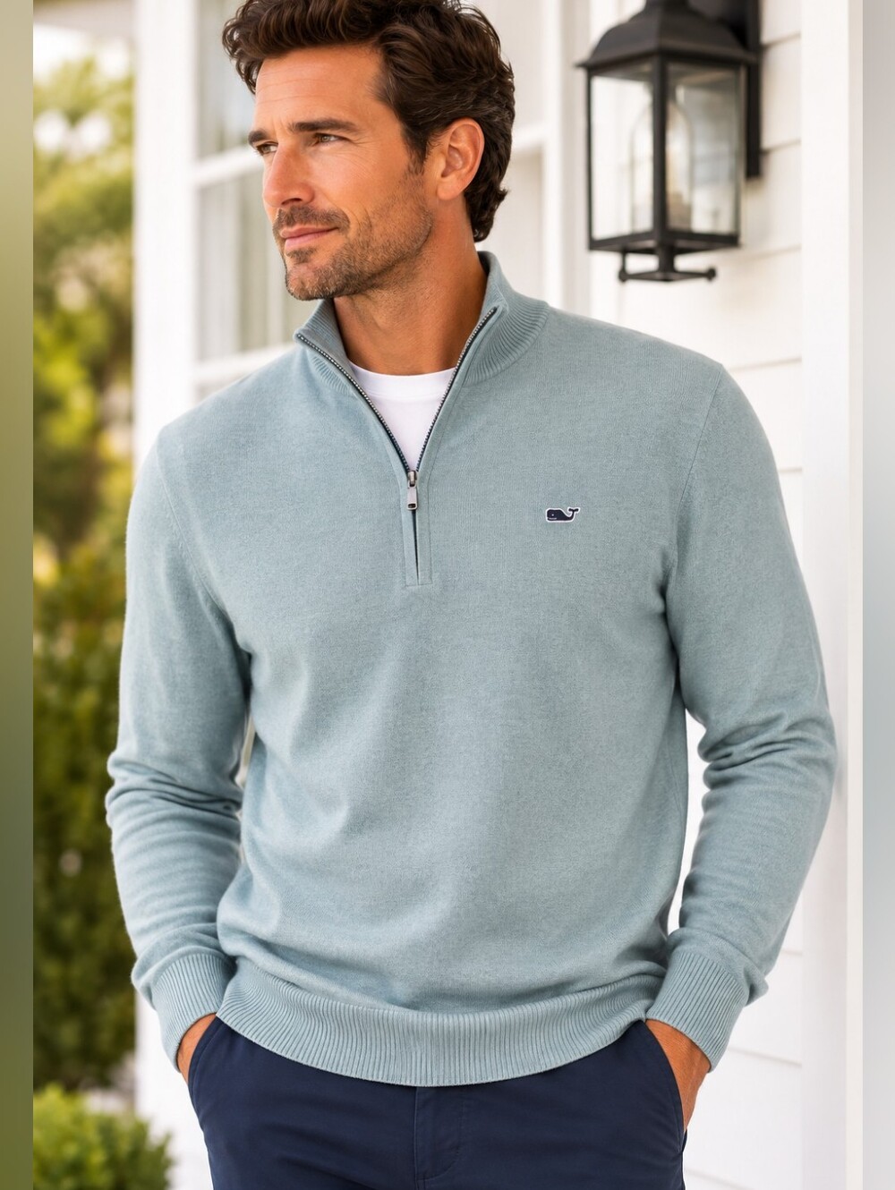Vineyard Vines Men’s M Merino Wool Quarter Zip Sweater Blue NWOT